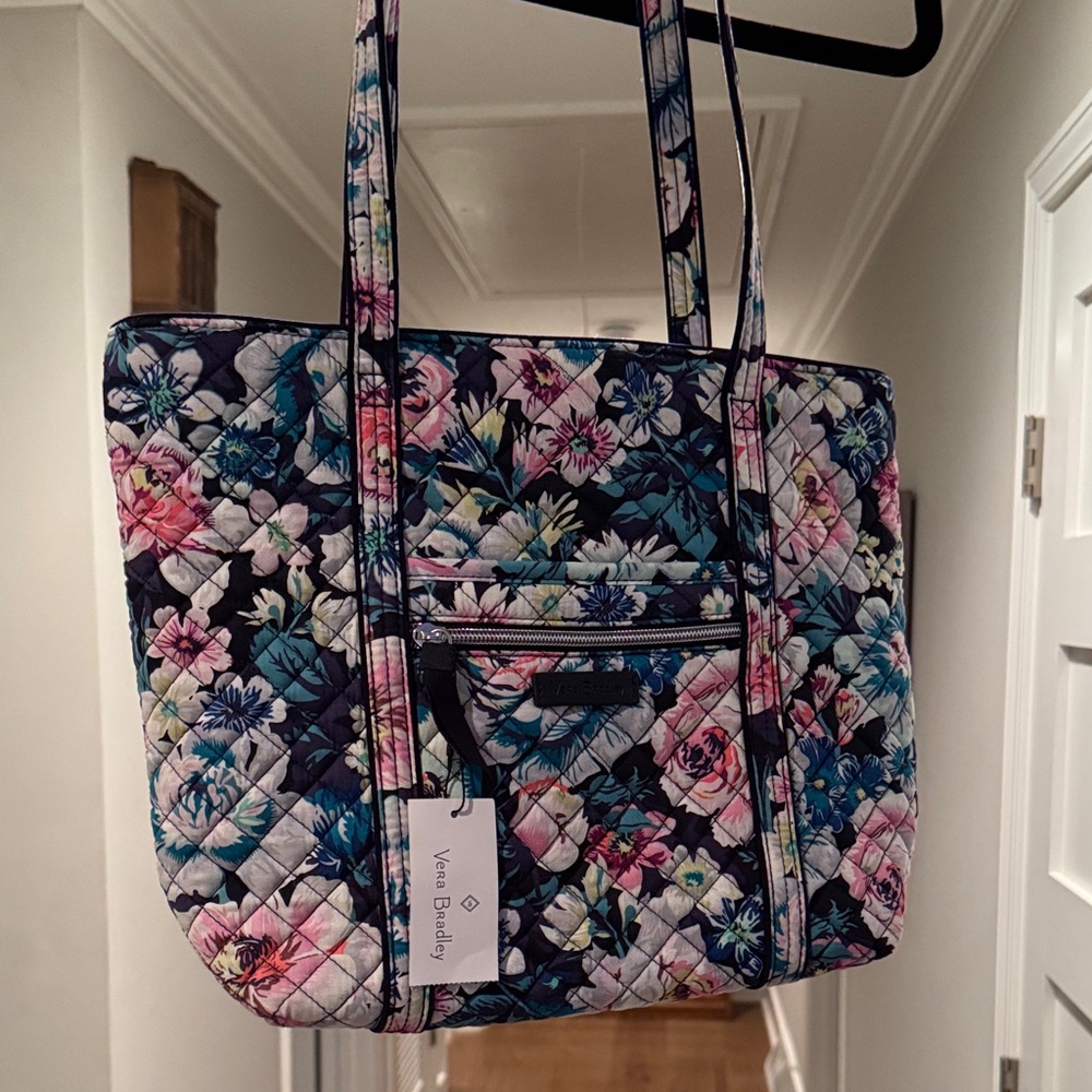 Vera Bradley Quilted Floral Tote - Blue and Pink